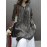 Plus Size, Women's Elegant V-Neck Long Sleeve Blouse - Olive Green & Beige Abstract Floral Print, Loose Fit Soft Lightweight Shirt with V-Neck & Slit Hem, All-Season Casual to Semi-Formal Blouse for Everyday & Formal Wear, Machine Washable (Green/Beige) - Relaxed Fit with Digital Print, Structured Collar & Open Hem, Suitable for Layering, Versatile for Casual or Formal Outfits, Plus Size Women Blouses, Plus Size Women Tops, Blouses For Women Plus Size,