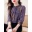 Plus Size - Elegant Long Sleeve Floral Print Blouse for Women - Chic Round Neck, Non-Stretch Fabric, Versatile All-Season Top with Puffed Sleeves, Perfect for Casual or Formal Occasions, Versatile Fashion | Floral Print Blouse | Nonstretch Fabric, Blouse For Women/plus Size/large Size, Women Top And Blouse