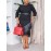 Plus Size Fringe Hem Bodycon Dress, Elegant 3/4 Sleeve Midi Dress For Spring & Fall, Women's Plus Size Clothing