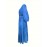 Plus Size Faux Denim Tiered Dress, Elegant Lantern Sleeve Round Neck Belted Dress For Spring & Summer, Women's Plus Size Clothing