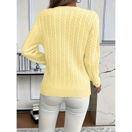 Plus Size - Plus Size, Plus Size Women'S Elegant Solid Color Round Neck Sweater - Turquoise All-Season Layering Essential, Soft Durable Fabric, Versatile Casual & Formal Wear, Cute Style, Comfort Fit, Classic Design, Fashion Pullover for Office Outfits