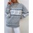 Plus Size, Women's Plus Size Winter Sweater Sweater Vest-like Long Sleeve Tunic - Soft Stretchy Turtleneck Sweater Coat with Snowflake & Print (Blue/White/Pink/Brown) - Cozy Christmas Party & Casual Outfits for Cold Weather - Plus