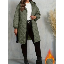 Plus Size, Women's Oversized Elegant Hooded Full-Zip Windproof Winter Coat - Heavy-Duty Warm Outer Jacket with Full-Length Zipper, Machine Washable & All-Season Pockets - Navy Blue/Black/Other Colors Available - Plus Size Available - Stylish Winter Outerwear with Hood, Solid Color Design, and Functional Pockets for Casual or Formal Wear, Plus Size Winter Jacket for Women, Winter Clothes for Women Plus Size, Jacket for Women Winter, Women Winter Jacket Plus Size,
