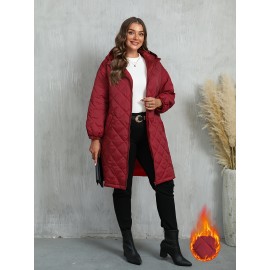 Plus Size, Women's Oversized Elegant Hooded Full-Zip Windproof Winter Coat - Heavy-Duty Warm Outer Jacket with Full-Length Zipper, Machine Washable & All-Season Pockets - Navy Blue/Black/Other Colors Available - Plus Size Available - Stylish Winter Outerwear with Hood, Solid Color Design, and Functional Pockets for Casual or Formal Wear, Plus Size Winter Jacket for Women, Winter Clothes for Women Plus Size, Jacket for Women Winter, Women Winter Jacket Plus Size,