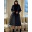 Plus Size - Elegant Fashion Quilted Over-the-Knee Dress with a Loose Hooded Design, Featuring a Belt for Women.